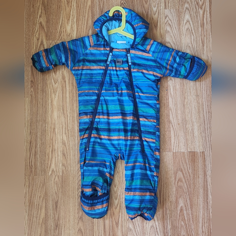 MEC Striped Blue Green Orange Kids One-Piece Snowsuit